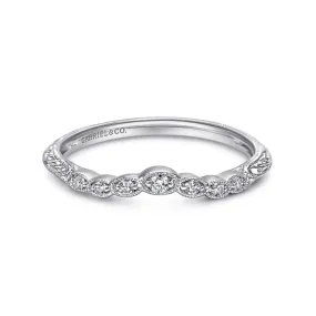 Gabriel & Co. "Chelsea"  Curved Engraved Diamond Wedding Band