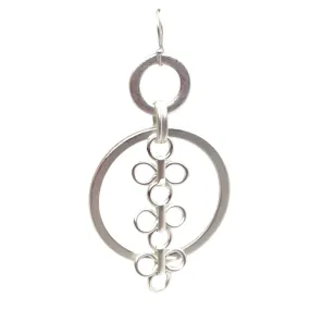 Hoop Earrings With Three Clover Charms - Matte Silver